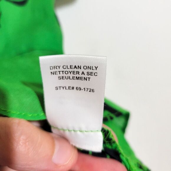 Nanette Lepore Green Bow Print Ruffle V-Neck Blouse - Picture 5 of 5